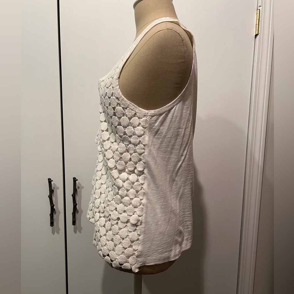 J Crew Women’s L all cotton white top with embroidery detail layers - Picture 5 of 9